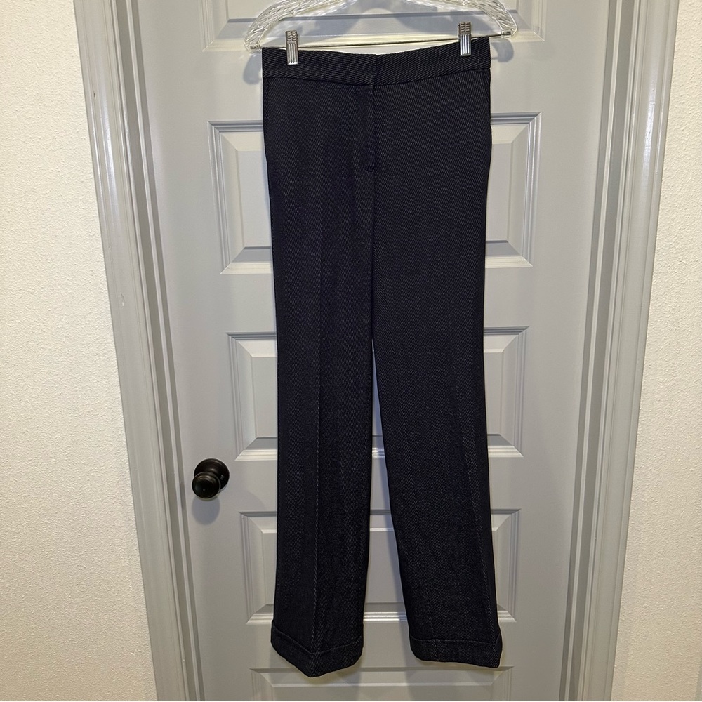 Ann Taylor Navy Woven Wide Leg Trouser Pants size 0